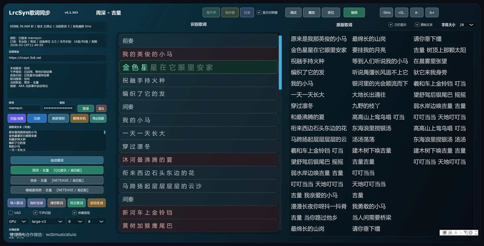 LrcSyn 原始文本兜底显示界面